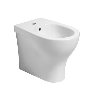 Bidet in ceramica bianca lucida con foro rubinetteria e troppo pieno Azzurra serie Pratica