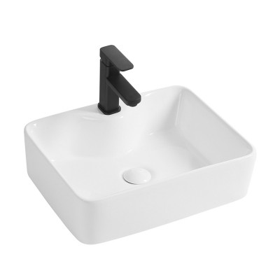 Lavandino bagno da appoggio 48x37 cm in ceramica bianca lucida