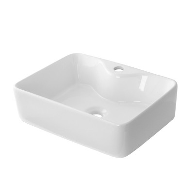 Lavabo da appoggio 48x37 cm in ceramica bianca lucida