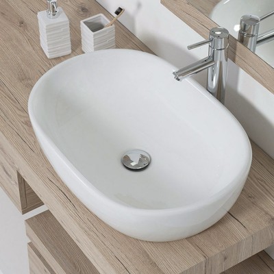 Lavabo da Appoggio in Ceramica L. 61,5 x 42,5 cm Bianco Lucido