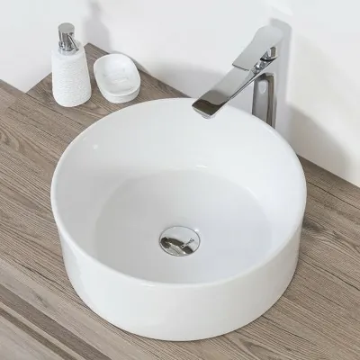 Ciotola Bagno d'Appoggio Diametro 40 cm in Ceramica Bianco Lucido