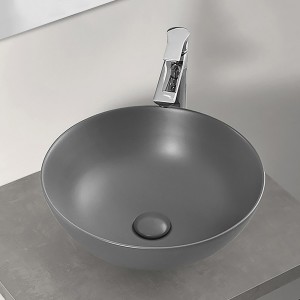 Lavabo a Bacinella Tondo 41,6 cm in Ceramica Basalto Opaco da Appoggio