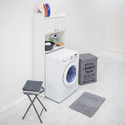 Mobiletto lavatrice con 2 ripiani a vista e 1 interno