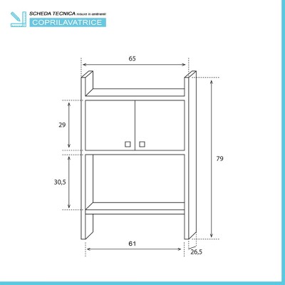 Scheda tecnica mobiletto sopra lavatrice in pvc bianco in kit di montaggio