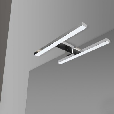 Lampada LED da 30 cm in ABS cromo doppia installazione luce fredda