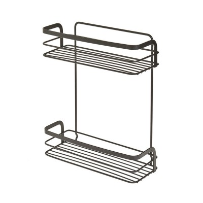 Mensola per doccia rettangolare Origin Lava con 2 ripiani in acciaio nero