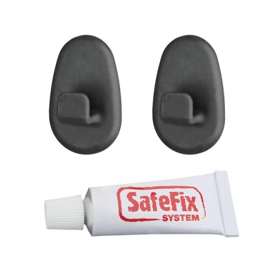 Ganci per bagno in finitura nera Origin Lava con colla Safe Fix