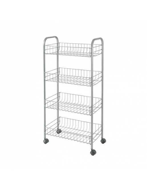 Don Hierro Carrello Da Cucina Chelsea Su Ruote: Piano In Acciaio Inox, Portabottiglie, 3 Cestini E Cassetto, 34x48x93 Cm - 2