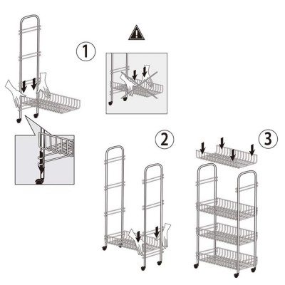 Installazione carrello con ripiani removibili Ascona