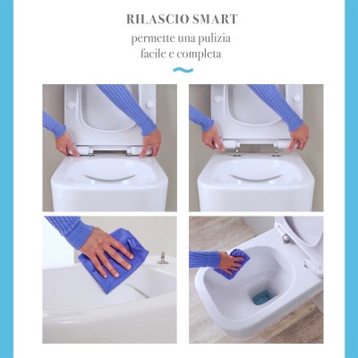 Sedile copri wc originale per sanitari Olympia Synthesis con sistema di rilascio smart