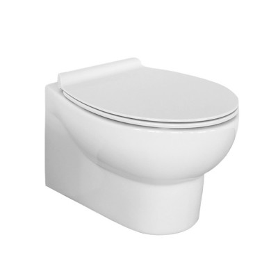 Wc sospeso piccolo P. 49 cm con brida in ceramica bianca lucida