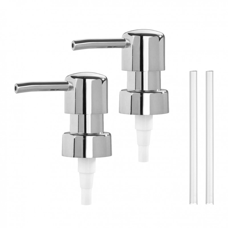 Ricambio pompa dispenser sapone in finitura cromo con design tondo Ricambio pompa dispenser sapone cromo con design tondo 2 pezzi