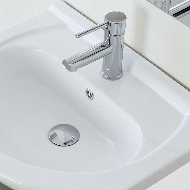 Mobiletto da bagno per lavabo destro con 1 anta e 2 cassetti largo 110 cm  in bianco lucido The Gap Roca - Habitium®