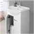 Mobiletto bagno a terra 56 cm bianco lucido completo di lavabo e specchio