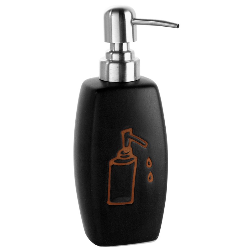 Dispenser Sapone In Ceramica Con Stampa A Fuoco Nero Dispenser Sapone In Ceramica Con Stampa A Fuoco Nero
