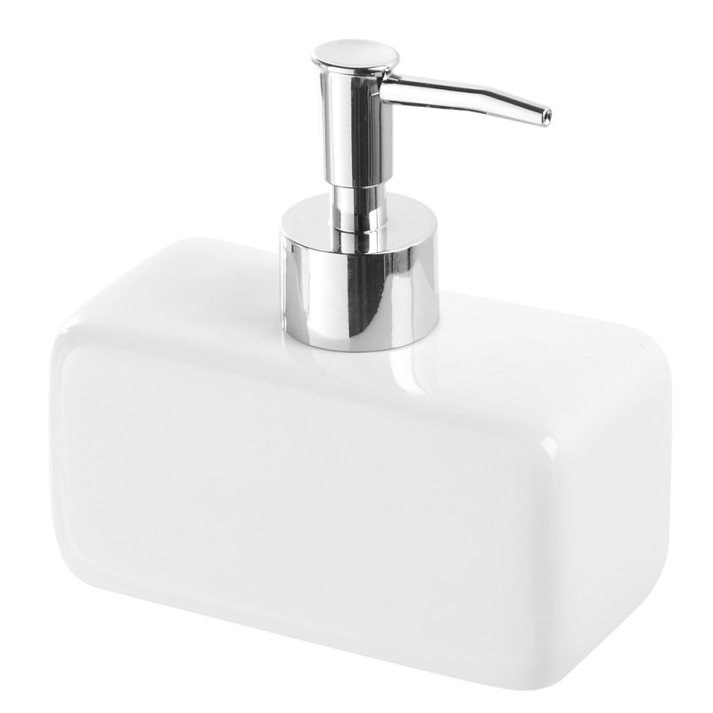 Dispenser Sapone Liquido Rettangolare In Ceramica Bianco da Appoggio