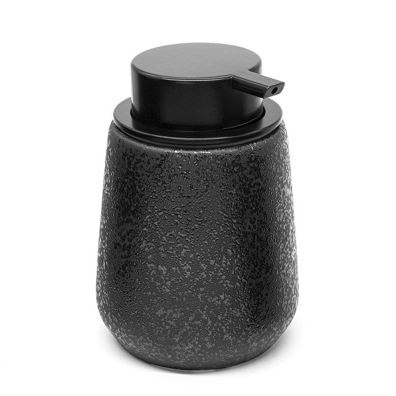 Dispenser Sapone Liquido in Ceramica Nero con Effetto Glitter