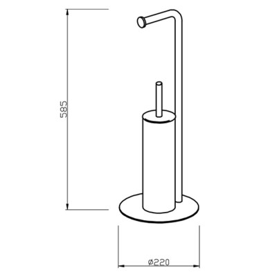 Scheda tecnica piantana bagno portascopino e portarotolo design moderno in acciaio cromo