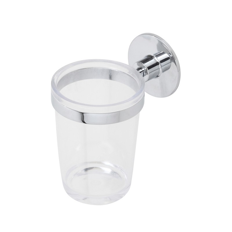 Porta Spazzolino Cromo e ABS Doppio Metodo di Fissaggio Porta Spazzolino Cromo e ABS Doppio Metodo di Fissaggio