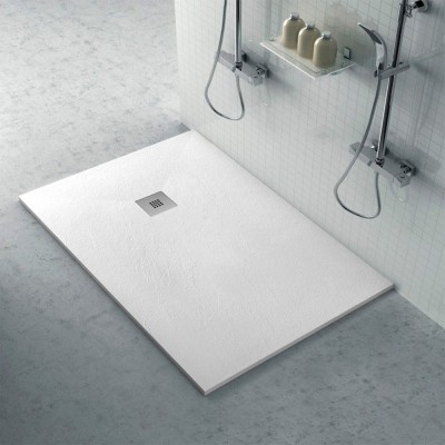 Piatto doccia 80x90 Karen in resina riducibile bianco effetto pietra