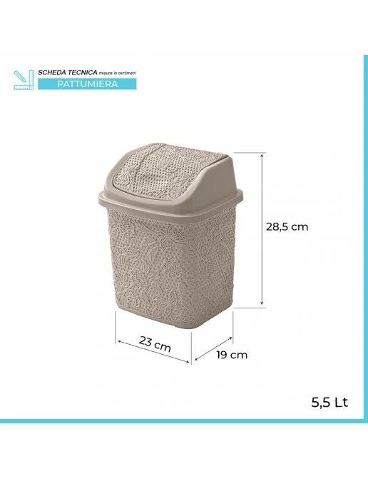 Pattumiera Da Bagno Spirella 1L - Con Coperchio Basculante, Bianco, Compatta - Foto 12