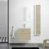 Mobiletto bagno sospeso 60 cm Duble in rovere africa con lavabo e specchio inclusi