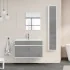 Composizione bagno sospesa Duble da 90 cm grigio industrial completa di lavandino e specchiera reversibile