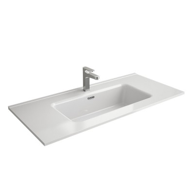 Lavandino in ceramica bianca lucida della composizione bagno sospesa Nilo da 100 cm