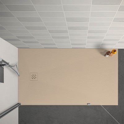 Base doccia Arena in marmoresina beige completo di griglia e piletta di scarico