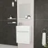 Mobile salvaspazio bagno 40 cm rovere bianco completo di specchio e lavabo