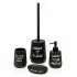 Set accessori linea Wash nero opaco con scritte completo di portascopino