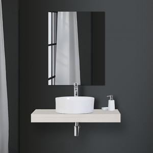 Mensolone bagno sospeso da 90 cm in pino bianco per lavabi da appoggio