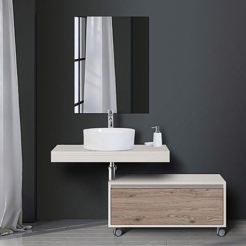 Mobile bagno sospeso 90 cm completo di mensolone, cassettiera e staffe Mobile bagno sospeso 90 cm completo di mensolone, cassettiera e staffe