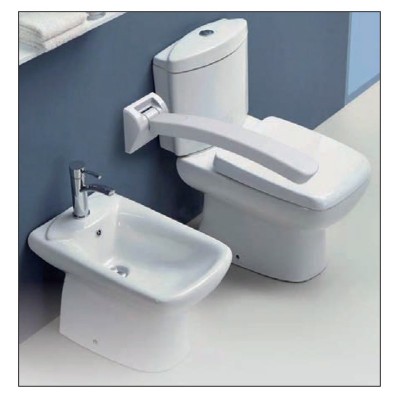 Sostegno wc per disabili e anziani in acciaio bianco con portata 150 kg