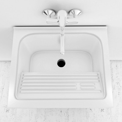 Installazione vaschetta lavapanni 60x50 cm bianco lucida con pozzetto profondo