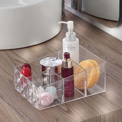 Organizer porta cosmetici in plastica trasparente con 4 scomparti