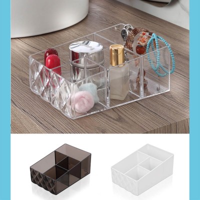 Organizer porta trucchi e cosmetici in plastica trasparente con 4 scomparti