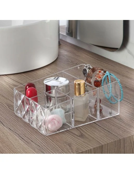 Organizer porta trucchi e cosmetici in plastica trasparente con 4 scomparti | Leroy Merlin