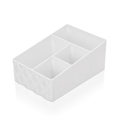 Organizer porta trucchi e cosmetici in plastica bianca con 4 scomparti