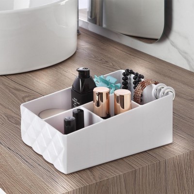 Organizer porta cosmetici in plastica bianca con 4 scomparti