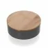 Porta trucchi organizer tondo in plastica grigia completo di specchio con dettagli in legno di bamboo