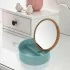 Organizer porta trucchi tondo in plastica turchese completo di specchio con dettagli in legno di bamboo
