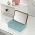 Organizer porta trucchi in plastica turchese completo di specchio con dettagli in legno di bamboo
