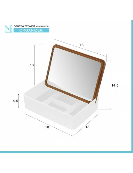 Organizer Da Toeletta Con Specchio Rotondo - Cassetto Per Trucchi, Bianco, Per Camera O Bagno - Foto 7