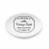 Porta sapone in ceramica bianca con stampe a contrasto nere vintage