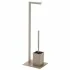 Piantana Portarotolo Portascopino Tortora Acciaio Cover Silicone Base Vetro