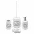 Set bagno completo con 4 pezzi in ceramica bianca con stampe nere vintage