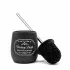 Portascopino wc in ceramica nera con stampe bianche vintage