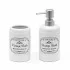 Set accessori bagno dispenser sapone e portaspazzolini in ceramica bianca vintage