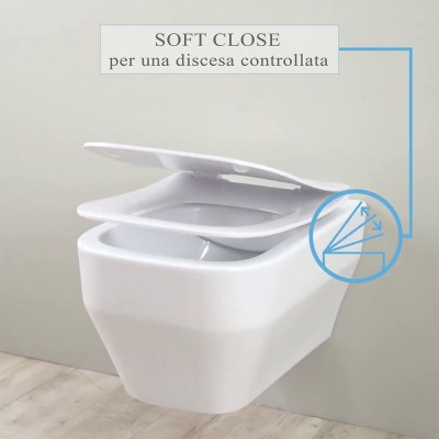Sedile copri wc originale con chiusura ammortizzata soft close per sanitari Olympia serie Synthesis